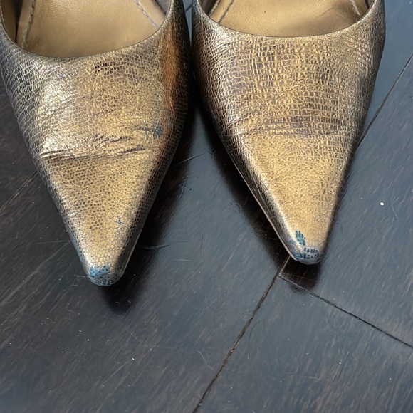 Nine west Bronze alligator print leather 4" pumps size 7.5 - Picture 8 of 11